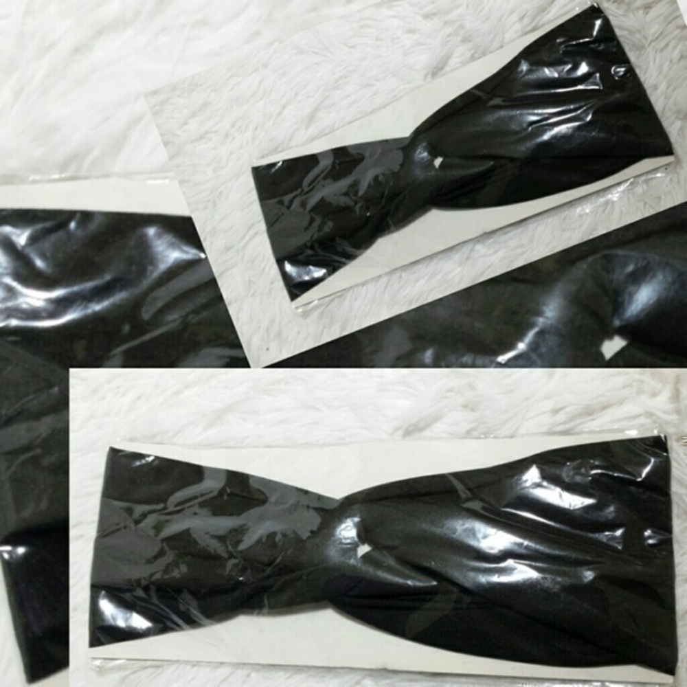 Double Twist Knot Stretchy Black Headband